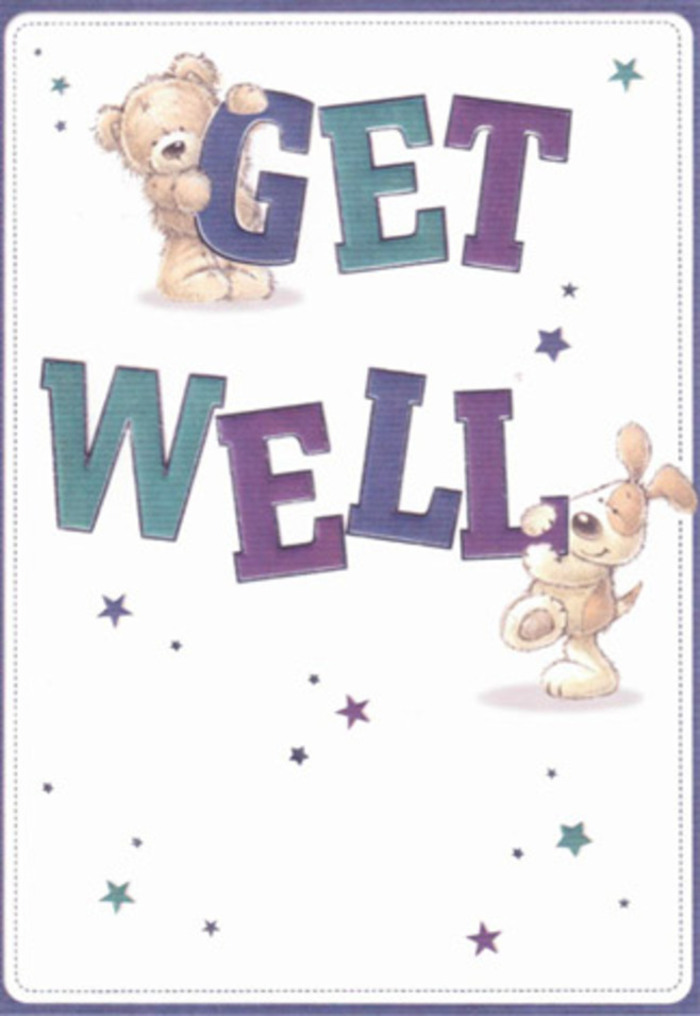 A celebration of hope and encouragement, this get well card vividly reflects Motspur Park's friendly, close-knit neighbourhood spirit. Set on an inviting white base, two familiar friends-a teddy bear and floppy-eared puppy-become the joyful bearers of a bright 'Get Well' message. The typography, robust and shaded in rich purples and aquas, anchors the scene in energetic reassurance, while soft-edged, glimmering stars leap around them, scattering visual good wishes as neighbors might along West Barnes Lane. There's a palpable texture to their depicted fur-the bear plush and cuddly, the puppy's ears smooth and soothing-mirroring the comfort of resting a fresh bunch of blooms in one's hands. Every thoughtfully illustrated detail calls to mind the careful artistry found in Motspur Park Florist's bespoke arrangements. Picture sending this card alongside a bouquet to a friend in need on Seaforth Avenue: the pairing radiates encouragement and the gentle lift of knowing someone cares. The light, airy mood and rich colour palette conjure a sense of healing-perfect for restoring spirits with a little local heart.
