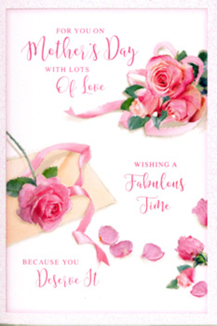 This Mother's Day card is presented like a delicate floral composition, reminiscent of the thoughtful details seen in bouquets prepared for homes around Motspur Park. Against a clean, softly lit white background, generous clusters of pink roses spill across the surface, arranged with a relaxed, natural elegance. The blooms range from pale, powdery blush at the outer petals to more saturated rose-pink tones nearer the heart of each flower, creating a gentle gradient that draws the eye inward. The petals are individually defined and slightly ruffled at the edges, suggesting a velvety texture that invites touch, and evoking the quiet scent of roses in a suburban garden near Arthur Road. Some blooms are fully open, their layered centres exposed like rosettes, while others are still gathering themselves, capturing that fleeting moment just before a rose reaches full bloom. Scattered petals lie around the main clusters in a loose, confetti-like pattern, hinting at movement and care, as though a bouquet has just been lovingly adjusted. A soft ribbon in a matching pastel pink threads its way through the composition, looping and curling with an effortless grace that mirrors the arcs of rose stems in a hand-tied posy. Overlaying this floral setting, elegant calligraphy carries a warm Mother's Day message, the lettering fluid and personal, as if written in a quiet afternoon moment. The lighting is gentle and even, casting faint shadows that give a sense of depth without harshness, much like the calm light of a spring day over Motspur Park. It is a card that feels like a visual hug, perfect to accompany fresh flowers arriving at a doorstep along Claremont Avenue.